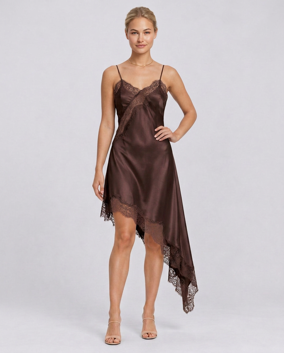 Amara | Floral Lace Panel Spaghetti Strap Mini Dress