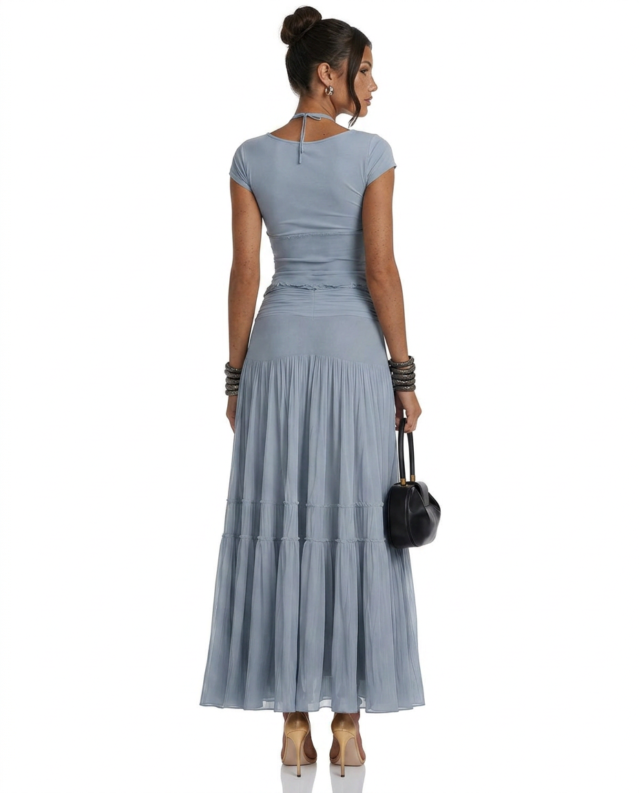 Celeste | Knit Top & Lace Panel Midi Co-ord Set