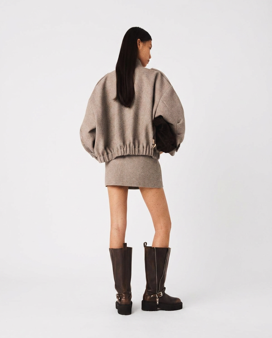 Talia | Oversized High-Collar Wool-Blend Jacket