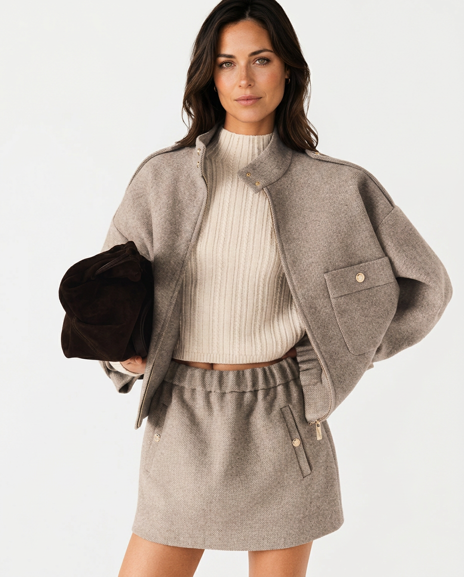 Talia | Oversized High-Collar Wool-Blend Jacket