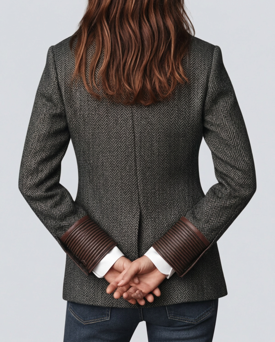 Skylar | Long Sleeve Herringbone Panel Blazer