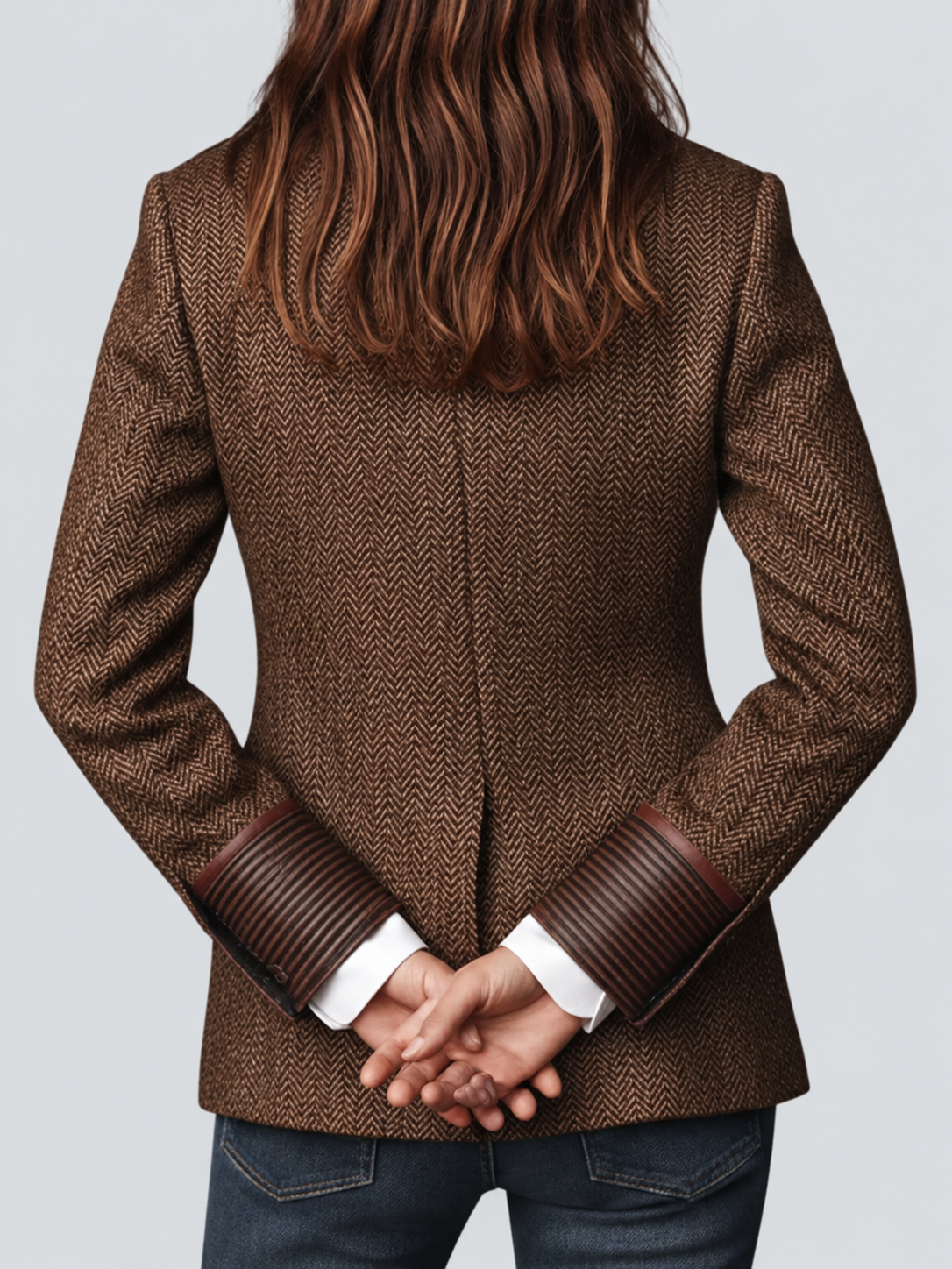 Skylar | Long Sleeve Herringbone Panel Blazer