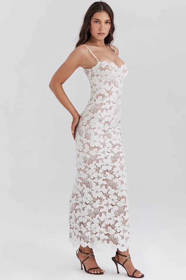 Leanne | Maxi Dress with Floral Lace Embroidery