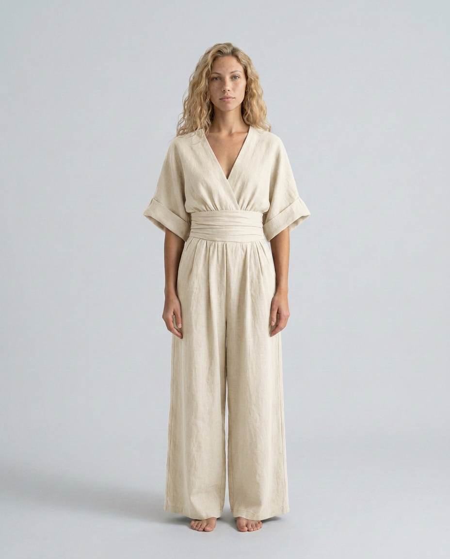 Una | Wide-Leg Linen-Blend Sleeveless Jumpsuit
