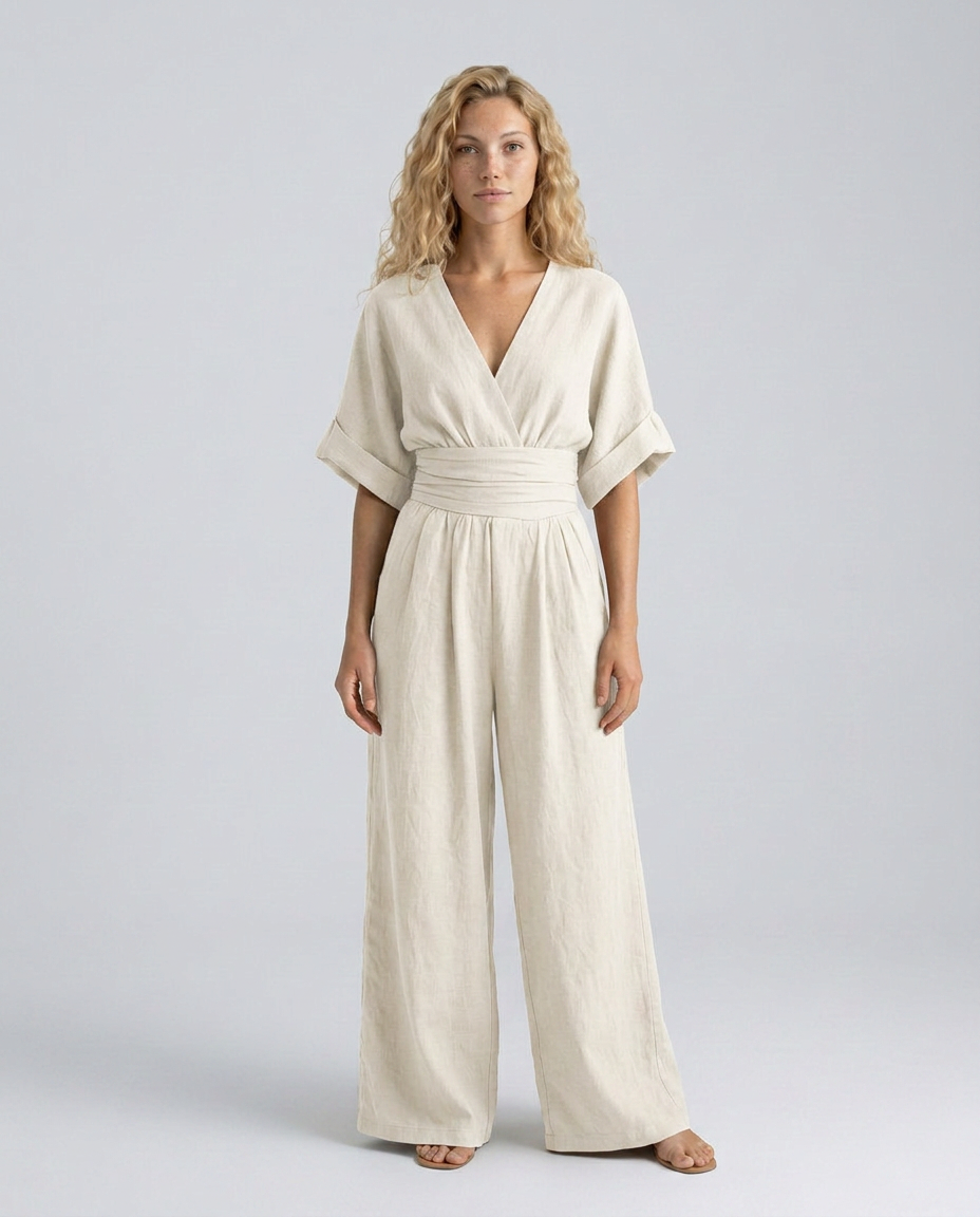 Una | Wide-Leg Linen-Blend Sleeveless Jumpsuit