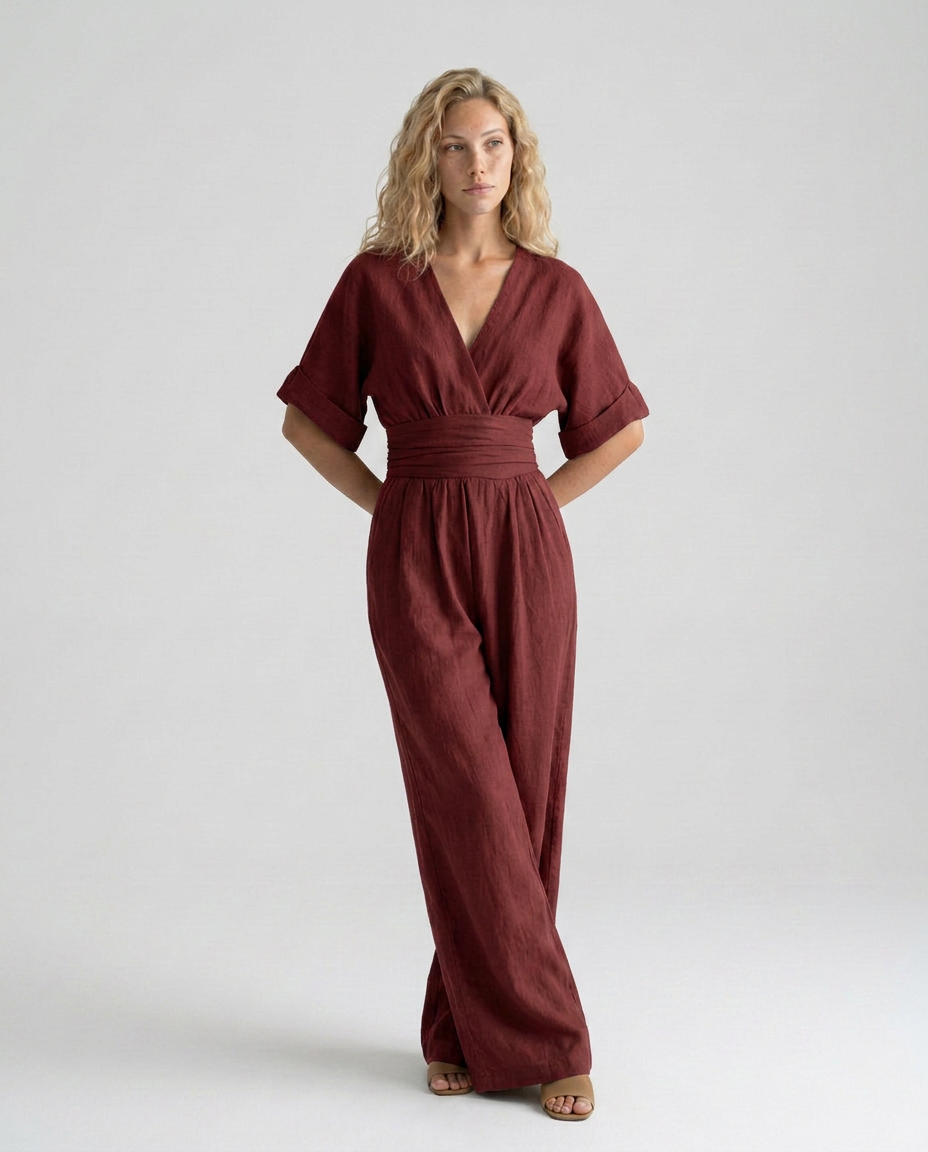 Una | Wide-Leg Linen-Blend Sleeveless Jumpsuit