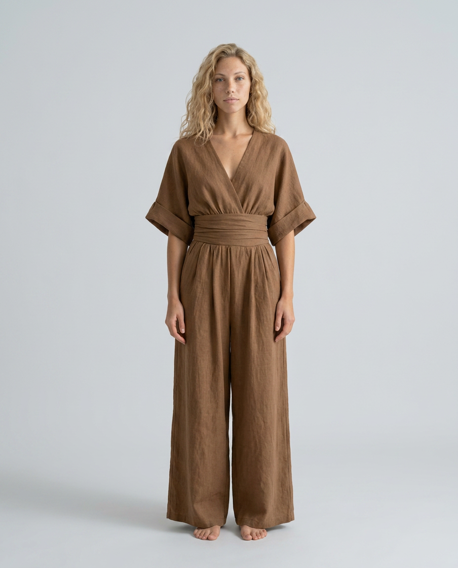 Una | Wide-Leg Linen-Blend Sleeveless Jumpsuit