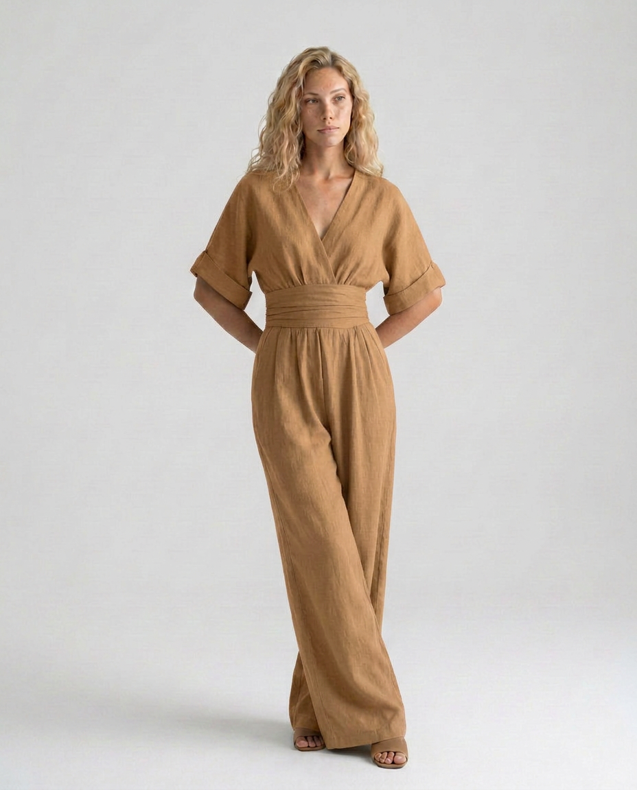 Una | Wide-Leg Linen-Blend Sleeveless Jumpsuit
