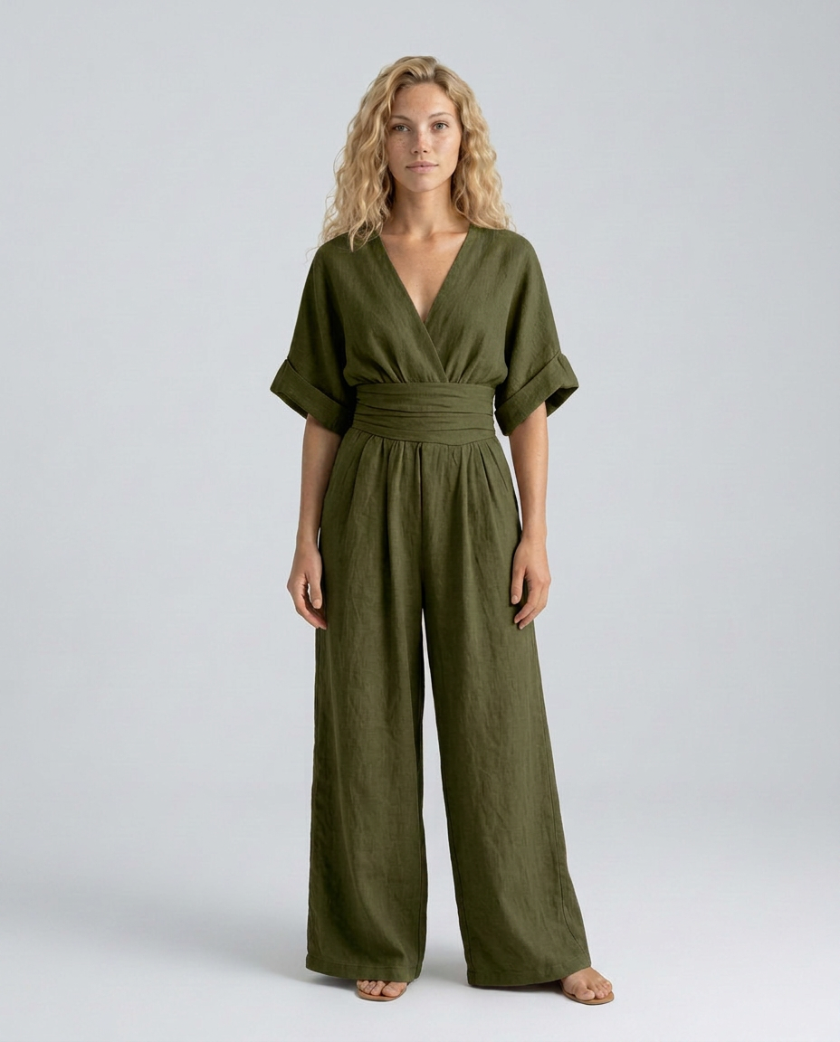 Una | Wide-Leg Linen-Blend Sleeveless Jumpsuit