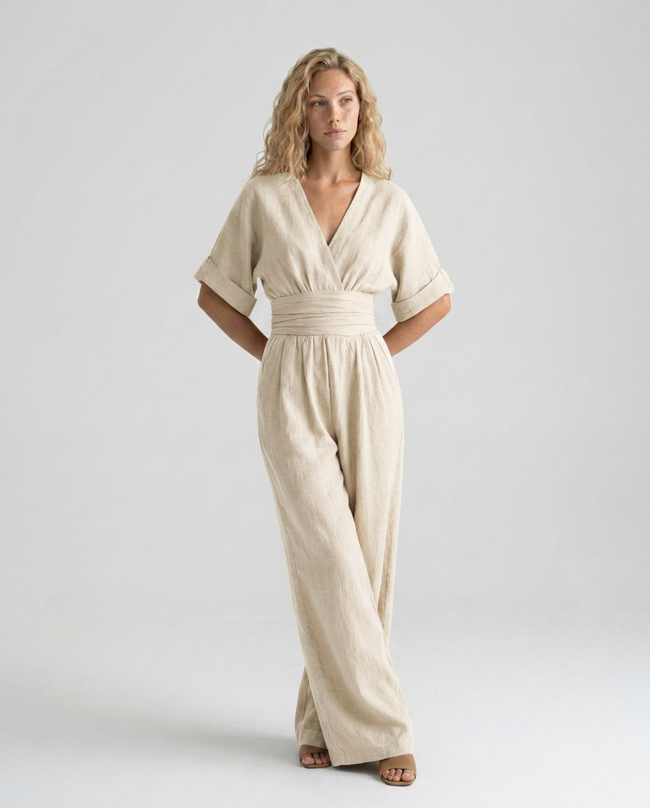 Una | Wide-Leg Linen-Blend Sleeveless Jumpsuit