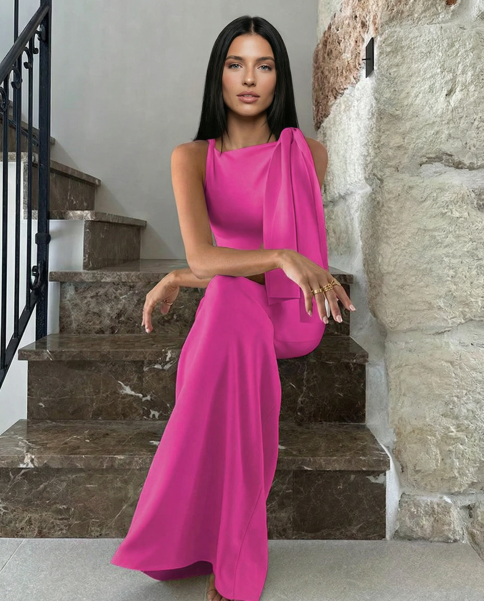 Ada | Maxi Dress with Draped Shoulder Detail