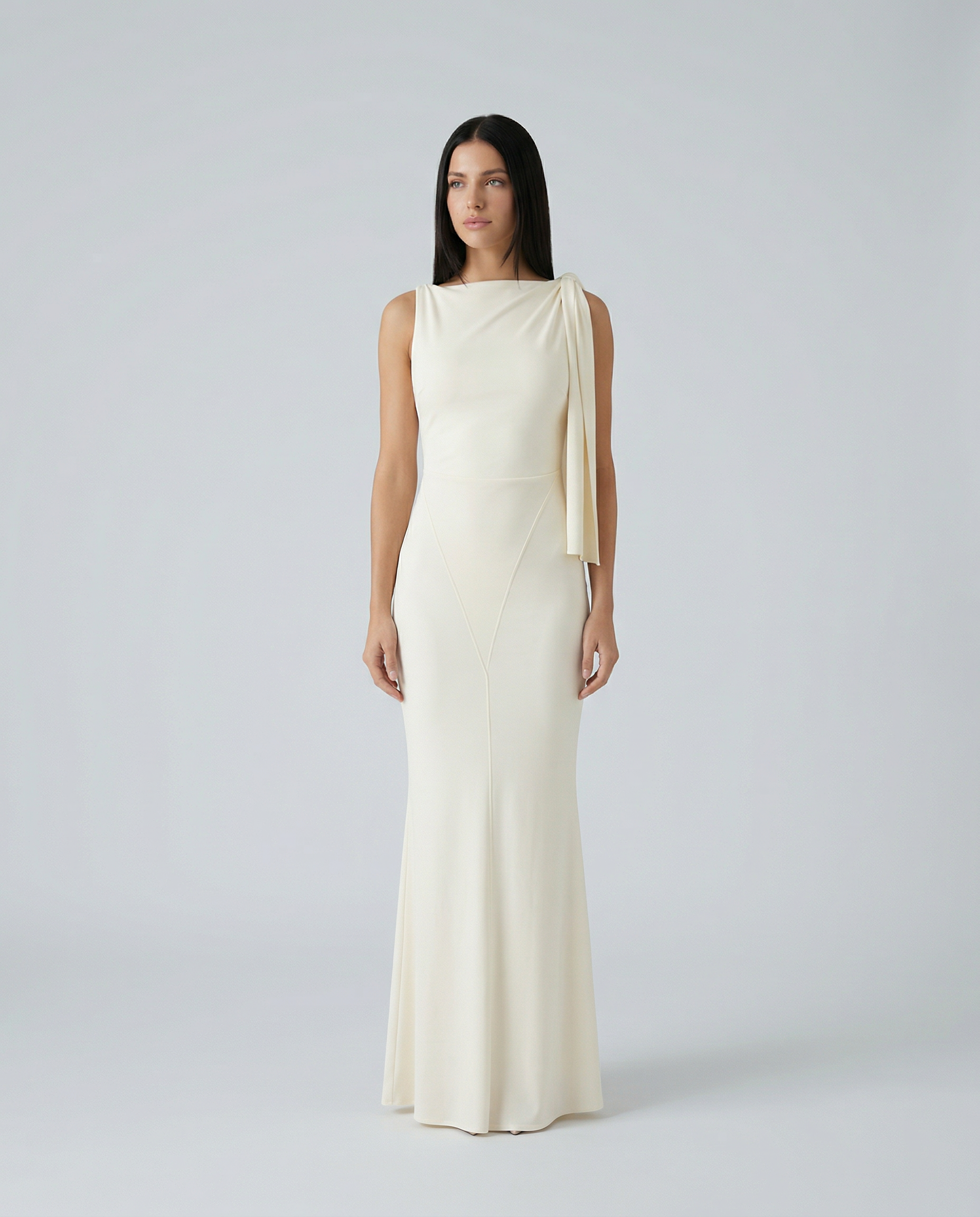 Ada | Maxi Dress with Draped Shoulder Detail