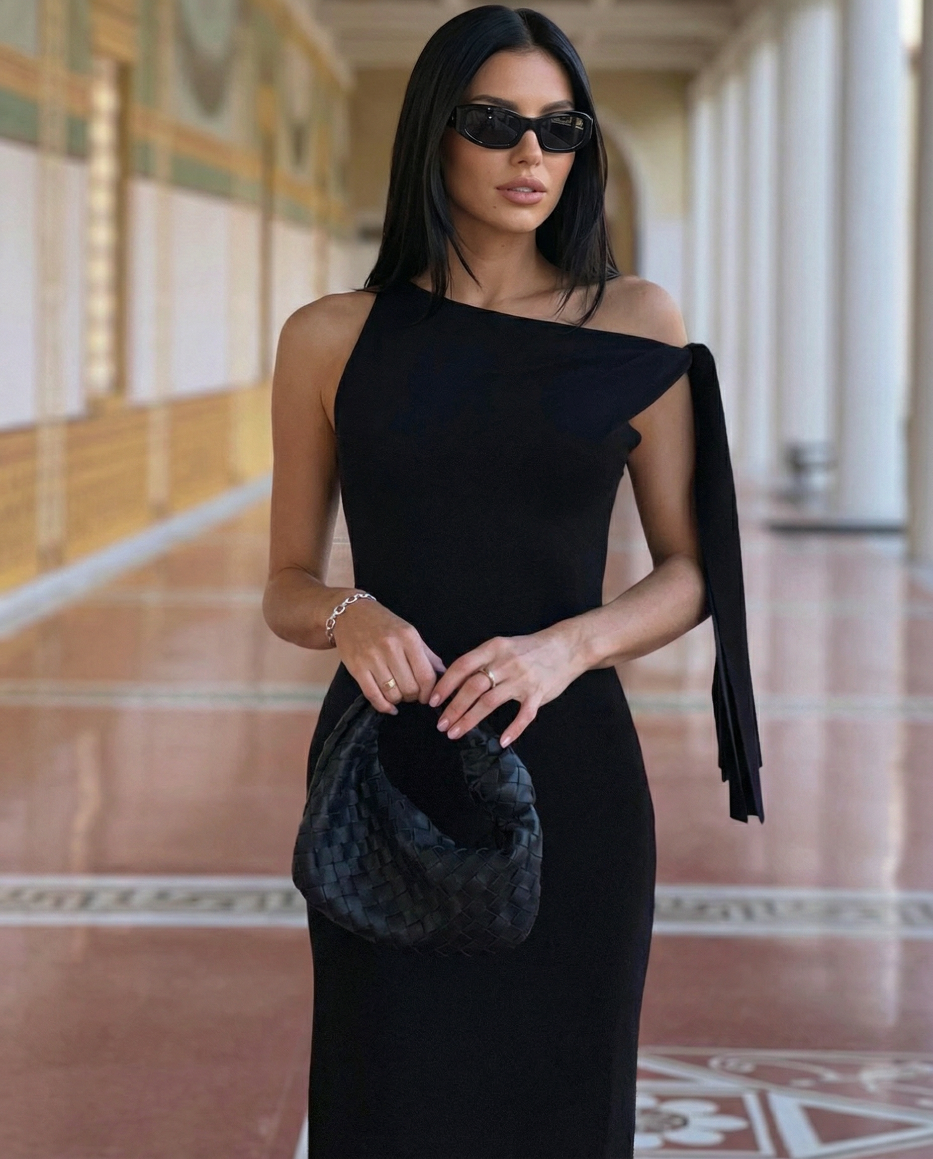 Ada | Maxi Dress with Draped Shoulder Detail