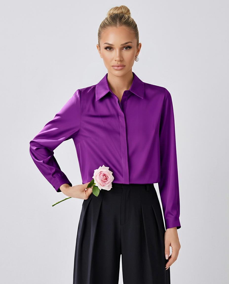 Emilia | Long Sleeve V-Neck Office Blouse