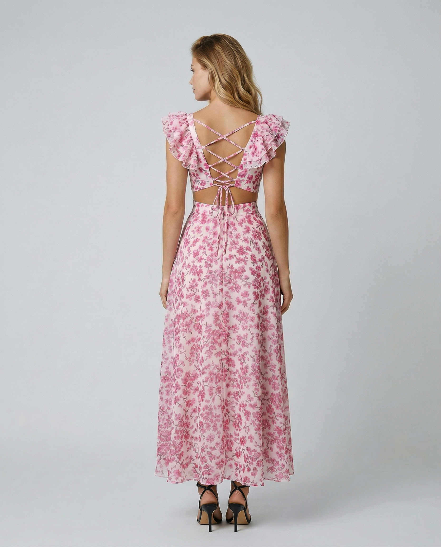 Alison | Maxi Dress with Floral Print and Ruffle Sleeves