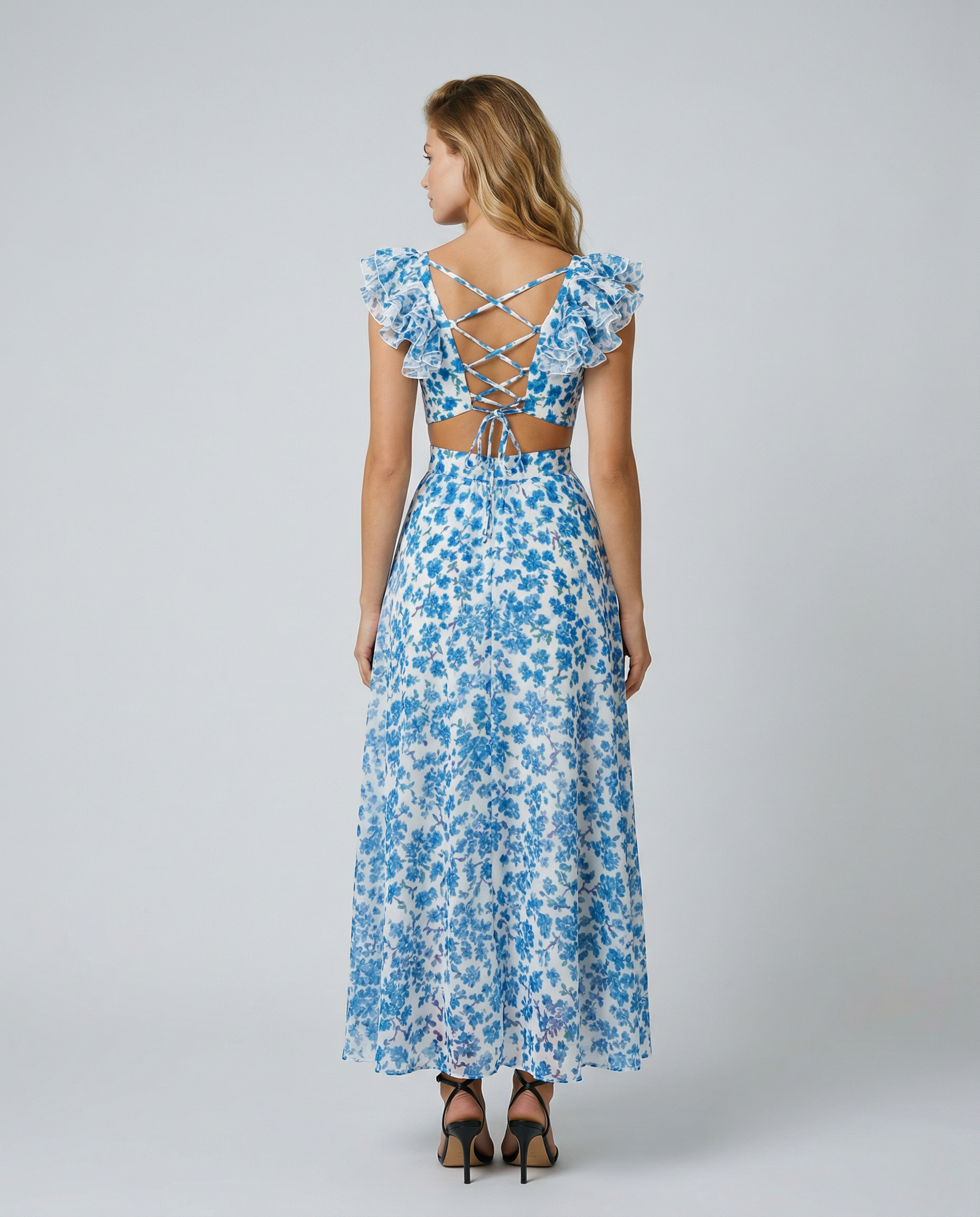 Alison | Maxi Dress with Floral Print and Ruffle Sleeves
