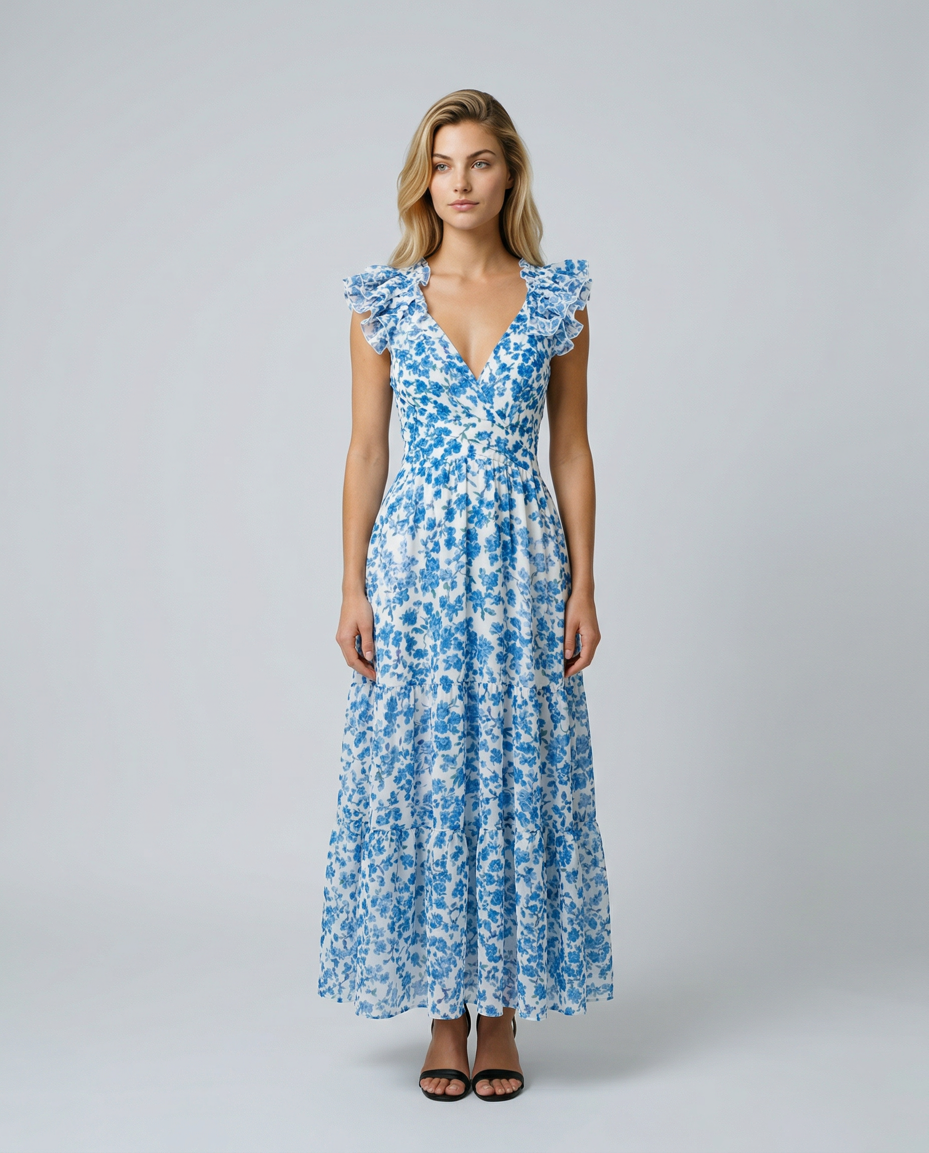 Alison | Maxi Dress with Floral Print and Ruffle Sleeves