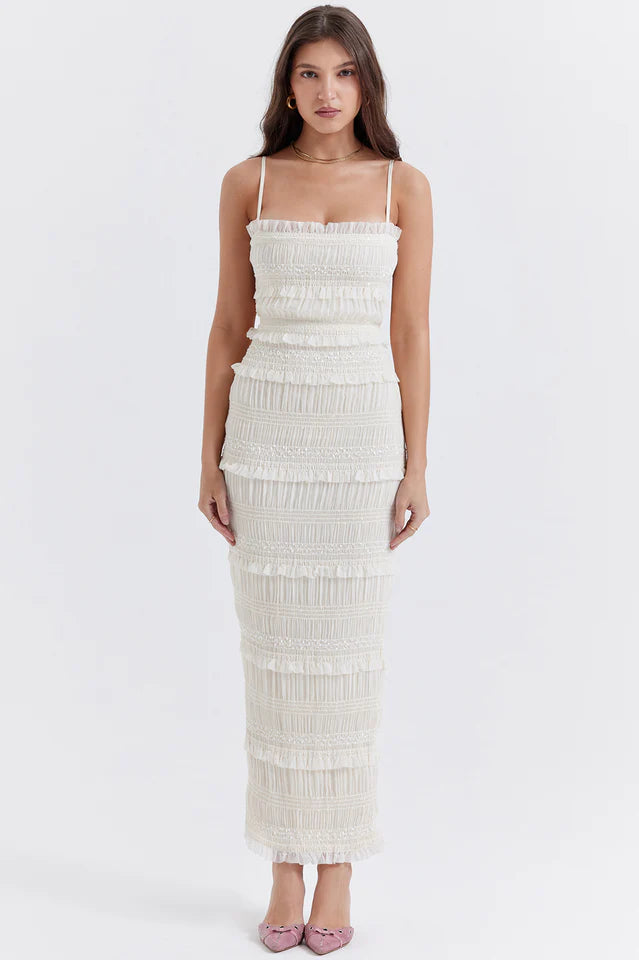 Sonja | Maxi Dress with Pleated Sequin Texture