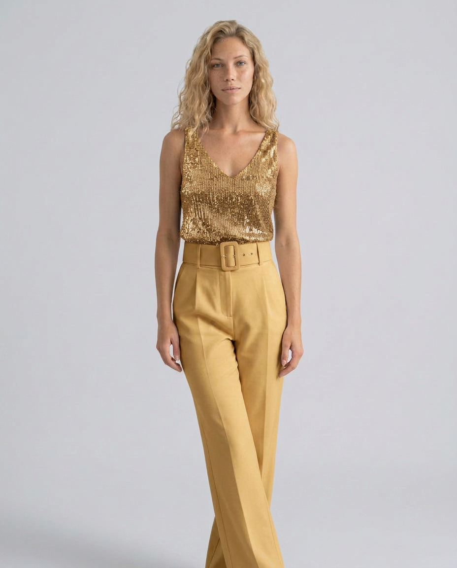 Ava | Sequin V-Neck Sleeveless Top