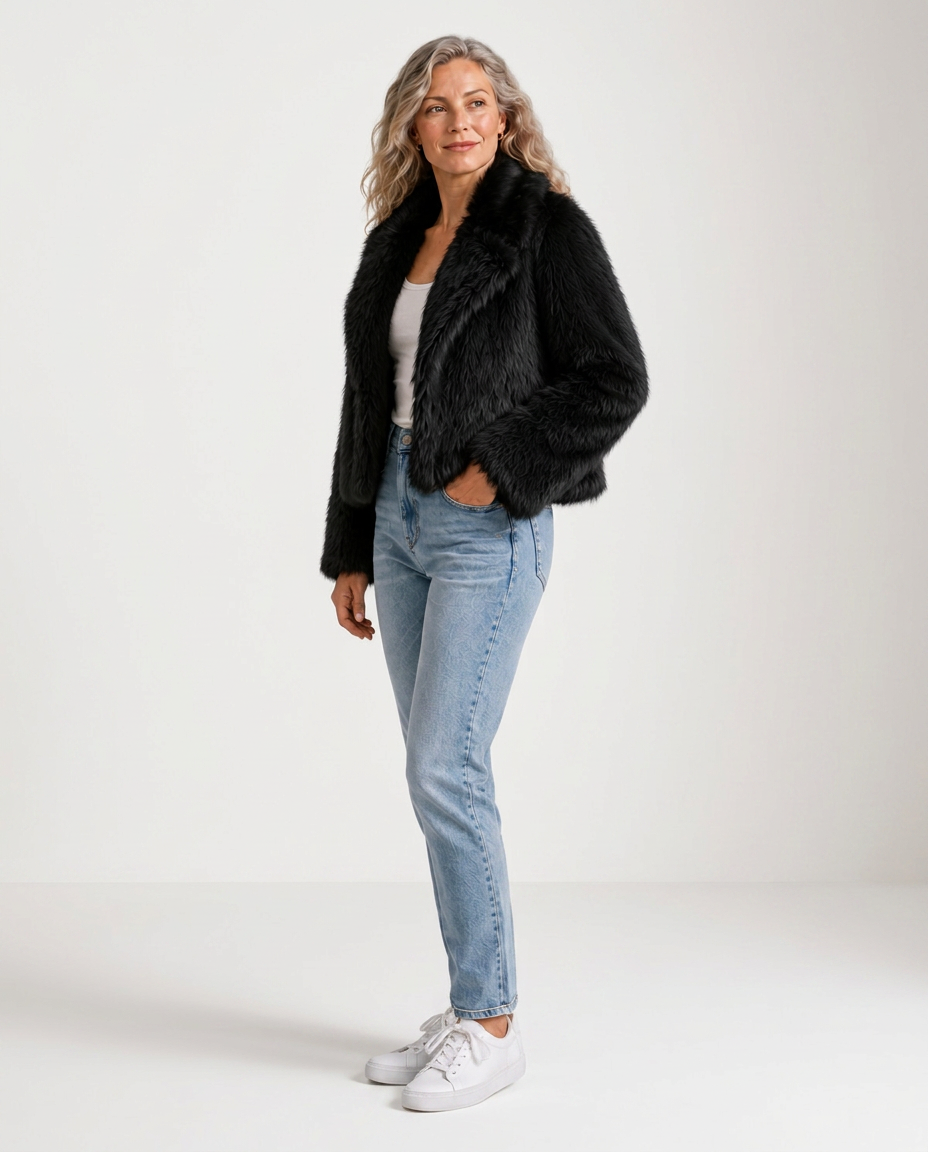 Noelia | Plush Stand Collar Faux Fur Coat