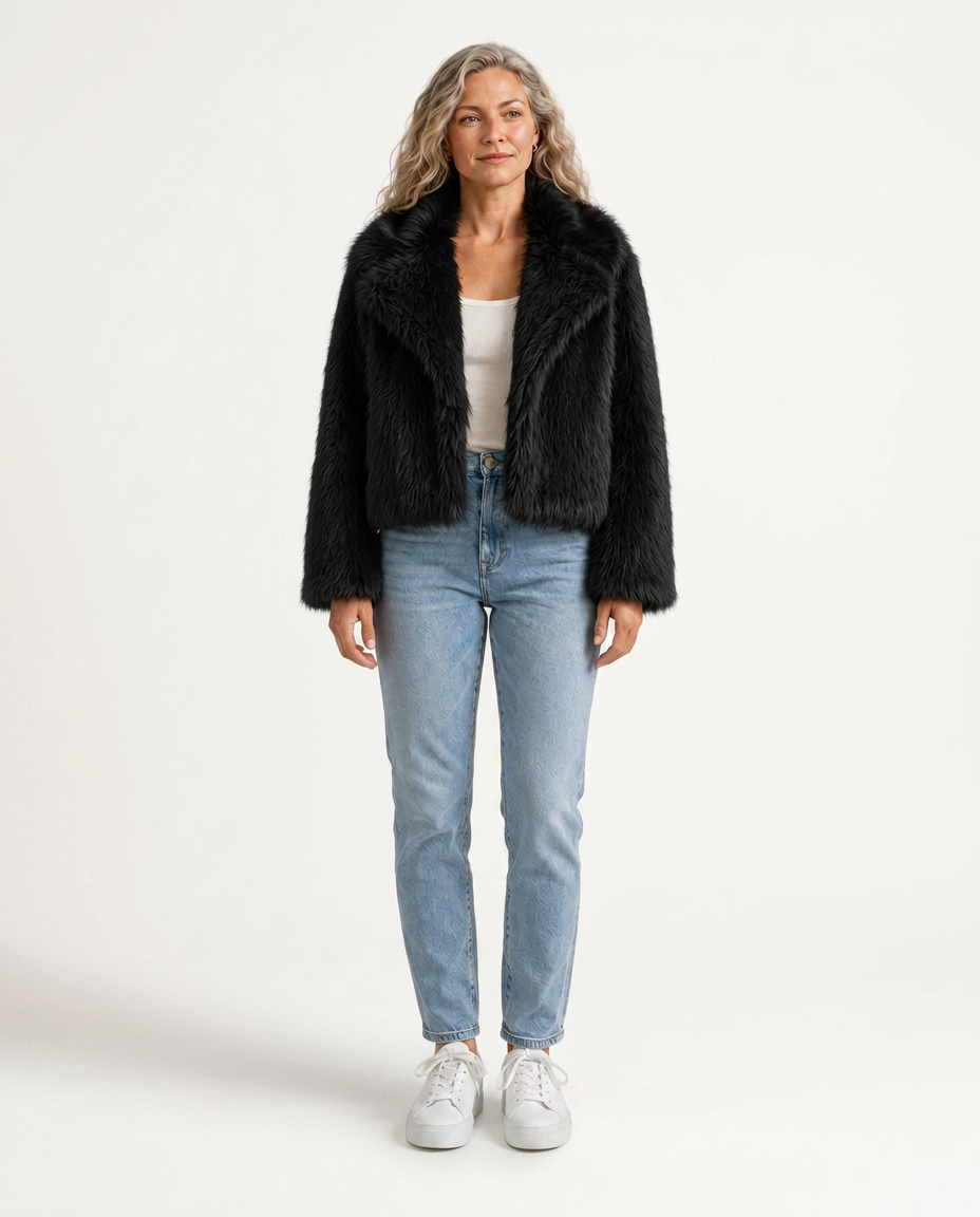 Noelia | Plush Stand Collar Faux Fur Coat
