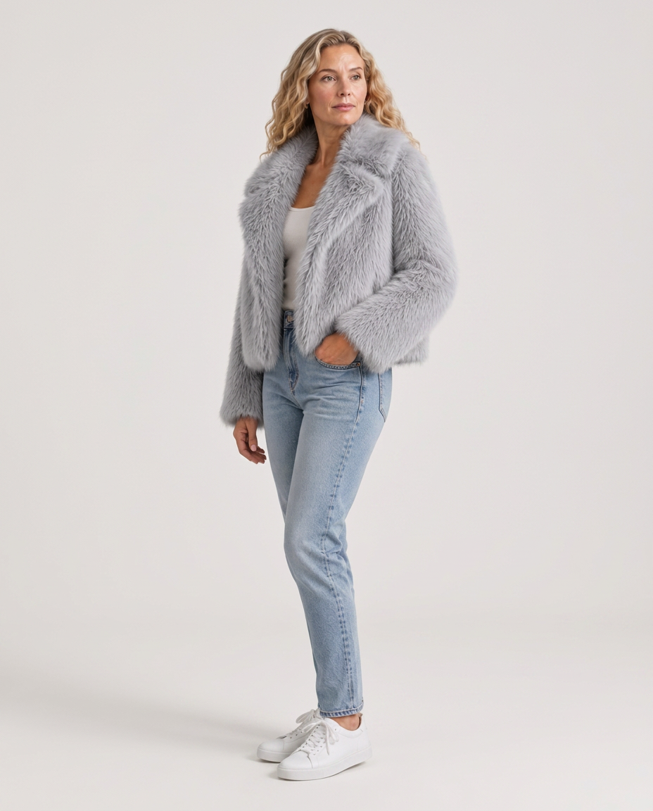 Noelia | Plush Stand Collar Faux Fur Coat