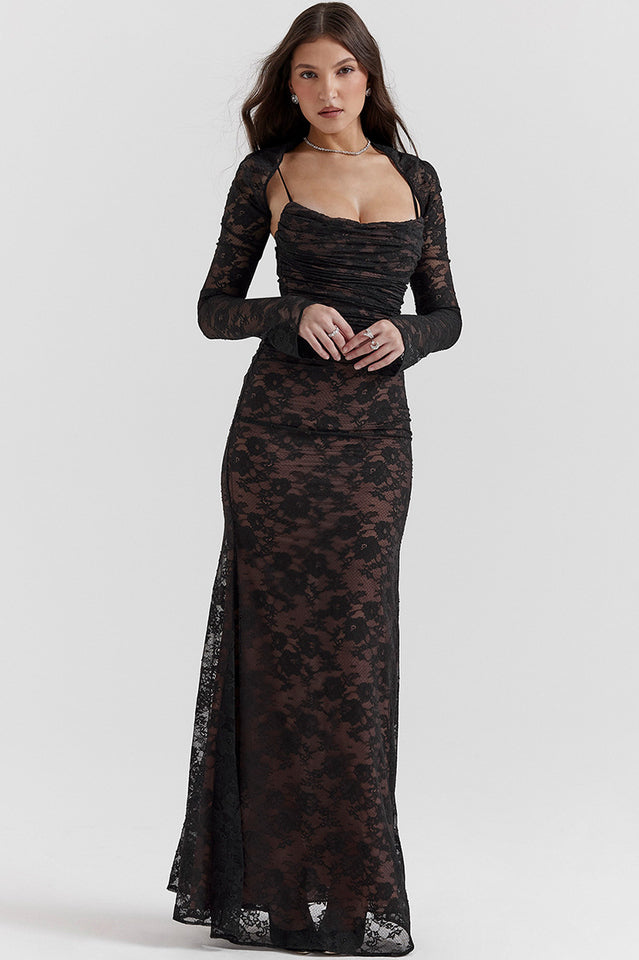 Marcella | Lace Maxi Dress with Corset Back