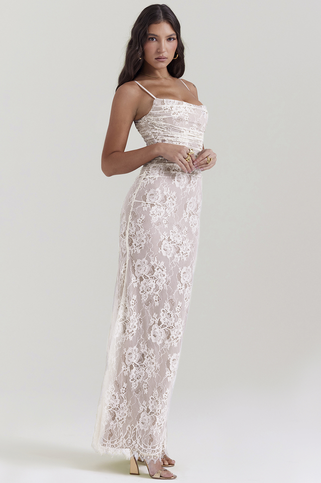 Marcella | Lace Maxi Dress with Corset Back
