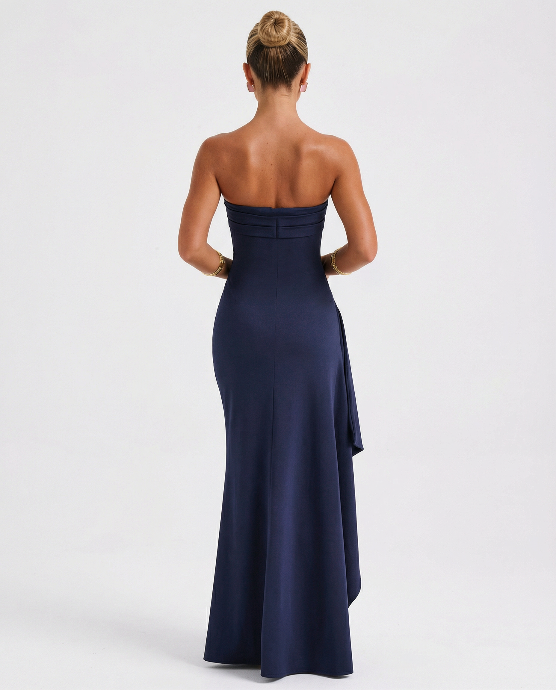 Stacey | Strapless Maxi Dress with Ruched Detail and Split