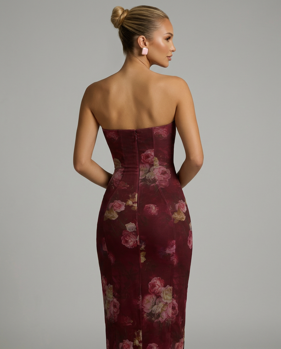 Flossie | Floral Bandeau Cowl-Neck Maxi Dress