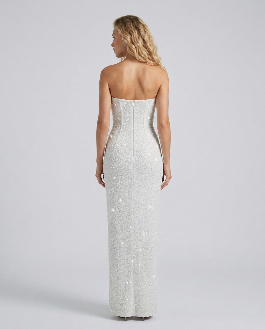 Elara | Embellished Strapless Bandeau Maxi Dress