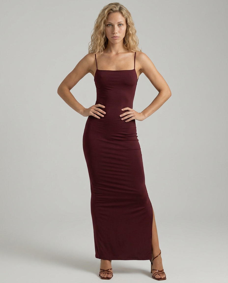 Misty | Square Neck Low Back Bodycon Maxi Dress