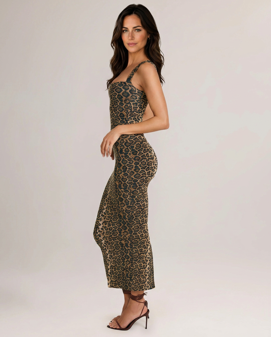 Elara | Square-Neck Fishtail Bodycon Midi Dress