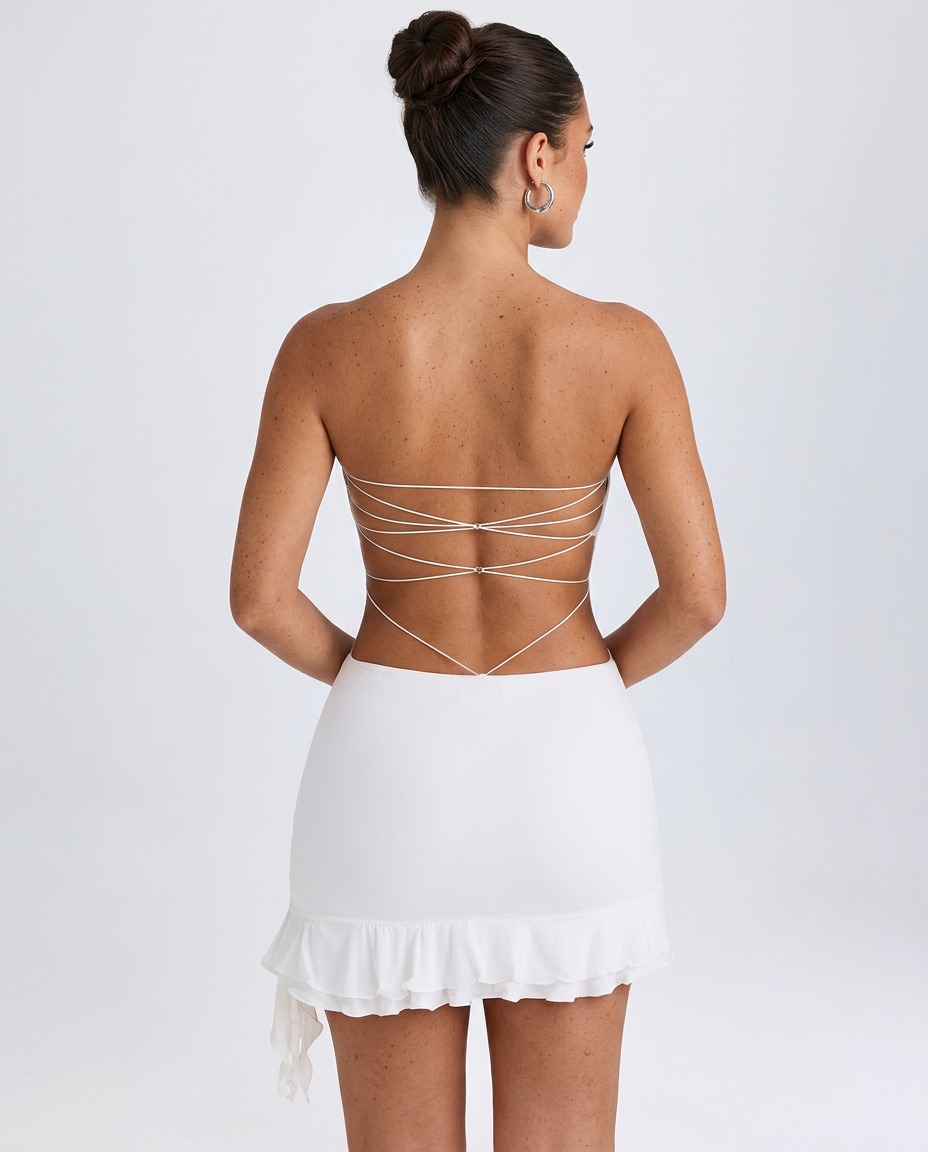 Billie | Ruffle-Trim Cut-Out Bandeau Mini Dress