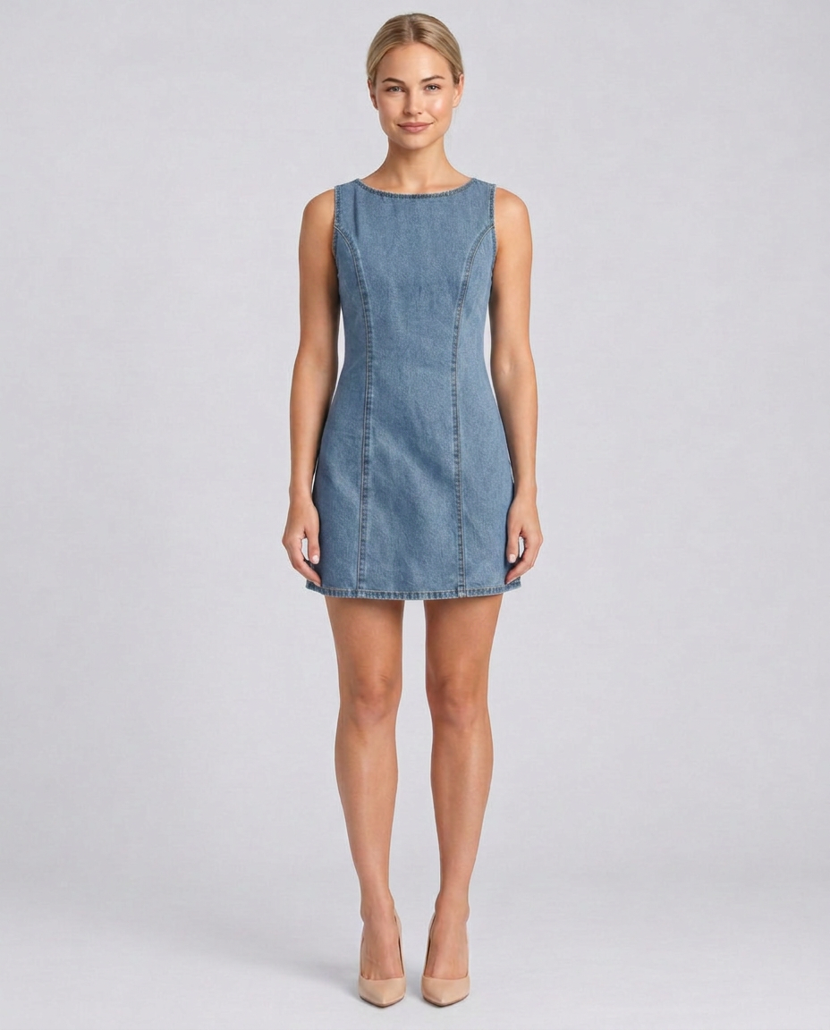 Salma | Sleeveless Tie-Back Denim Mini Dress