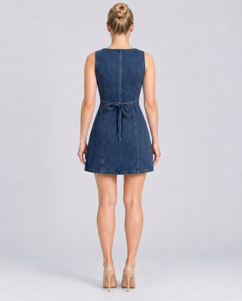 Salma | Sleeveless Tie-Back Denim Mini Dress