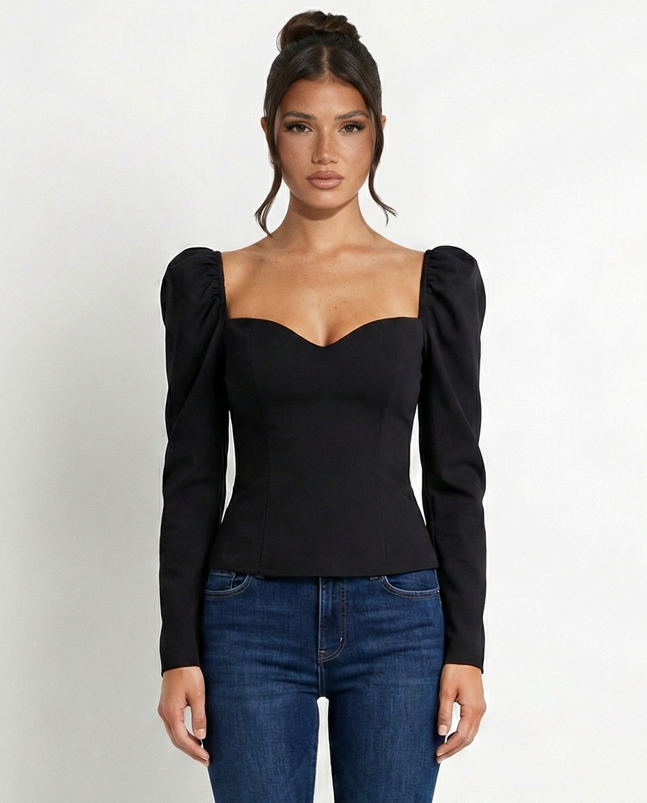Camille | Cropped Puff Sleeve Knit Top