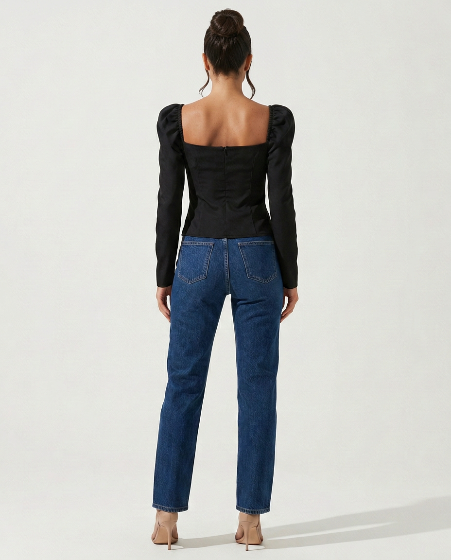 Camille | Cropped Puff Sleeve Knit Top