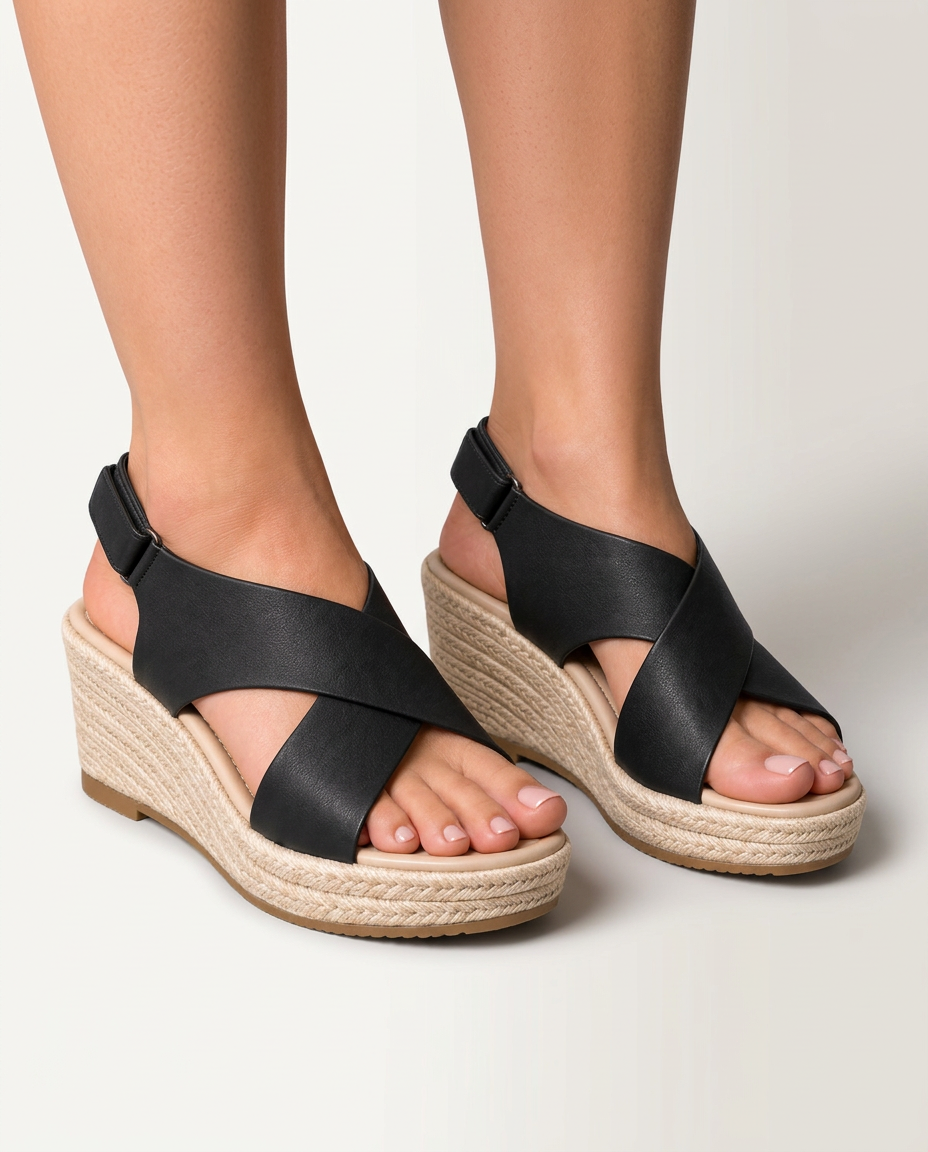 Noor | Crisscross Strap Cushioned Wedge Sandals