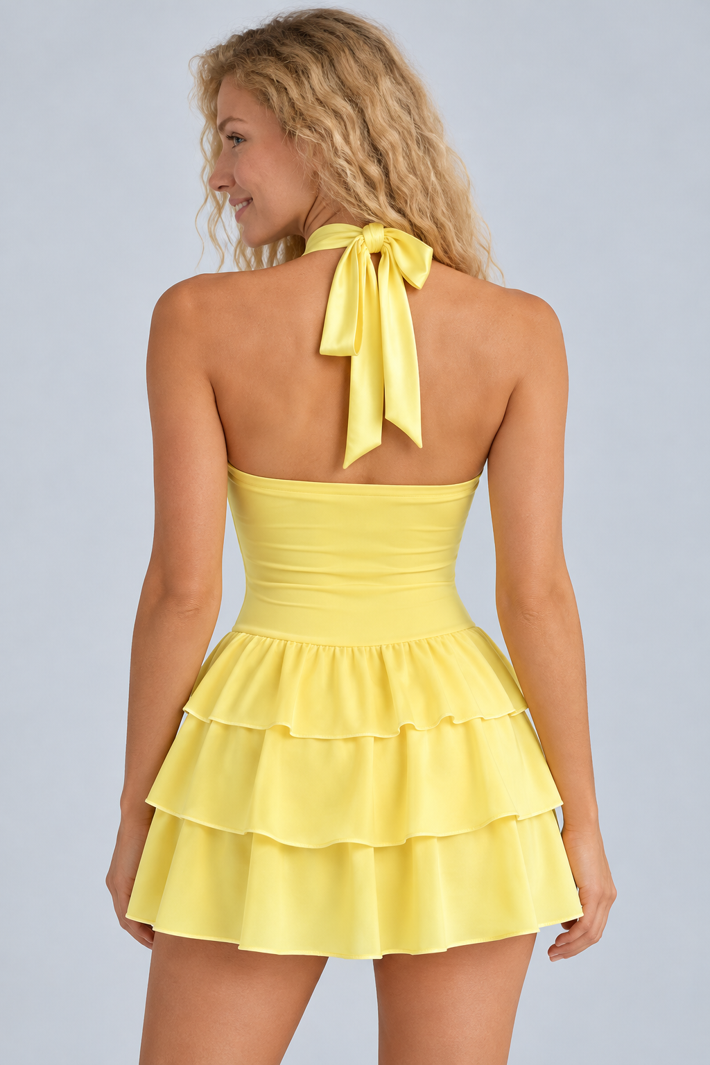 Mia | Halter Corset Ruffle Mini Dress