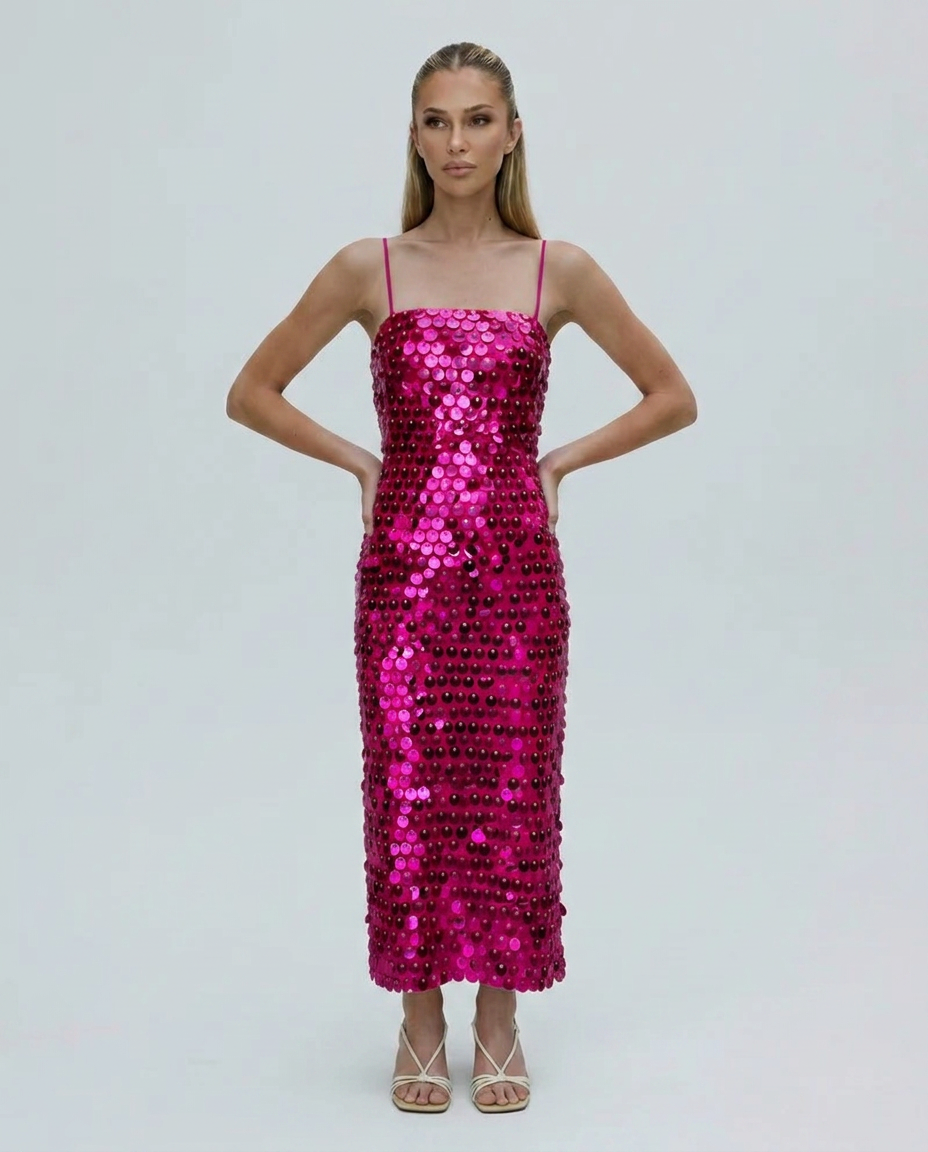Kelley | Midi Dress with Sequin Detailing