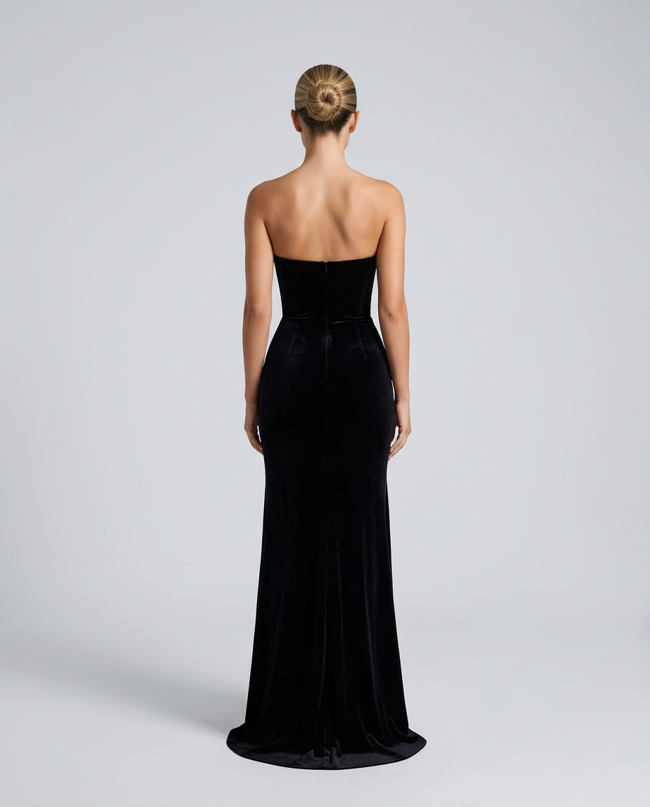Stacey | Rhinestone Corset Strapless Maxi Dress
