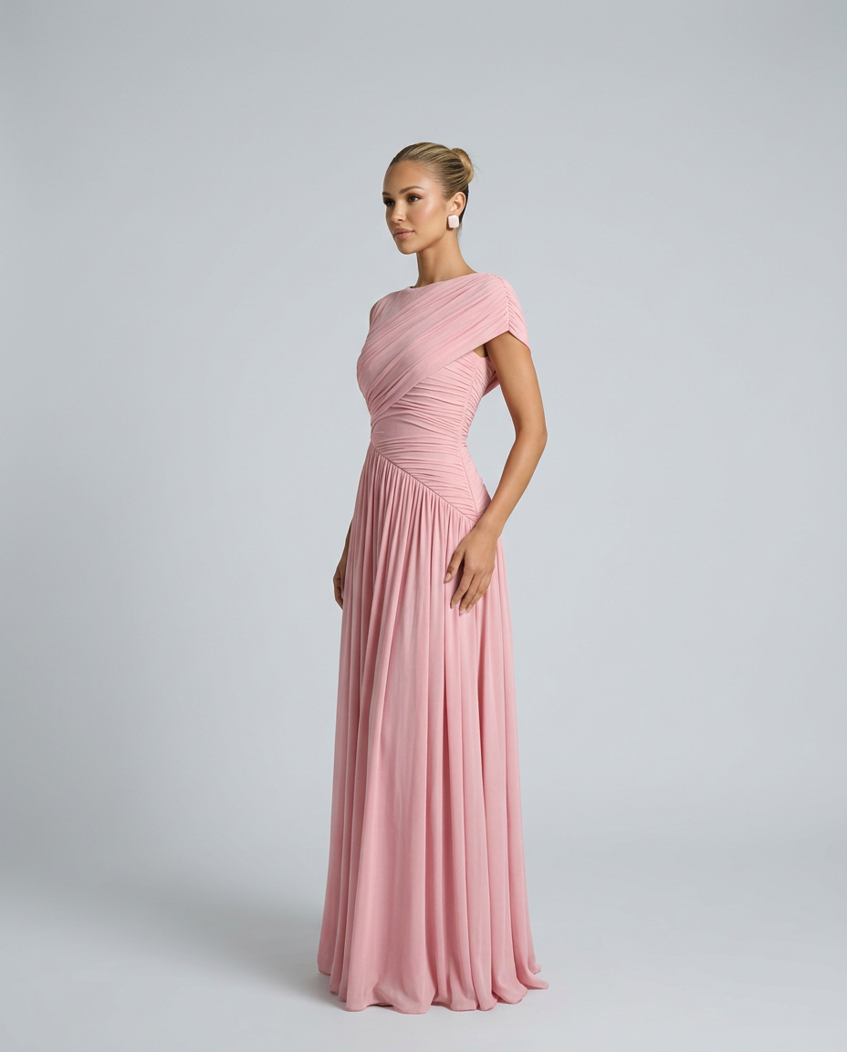 Jean | Asymmetric Draped One Shoulder Maxi Dress