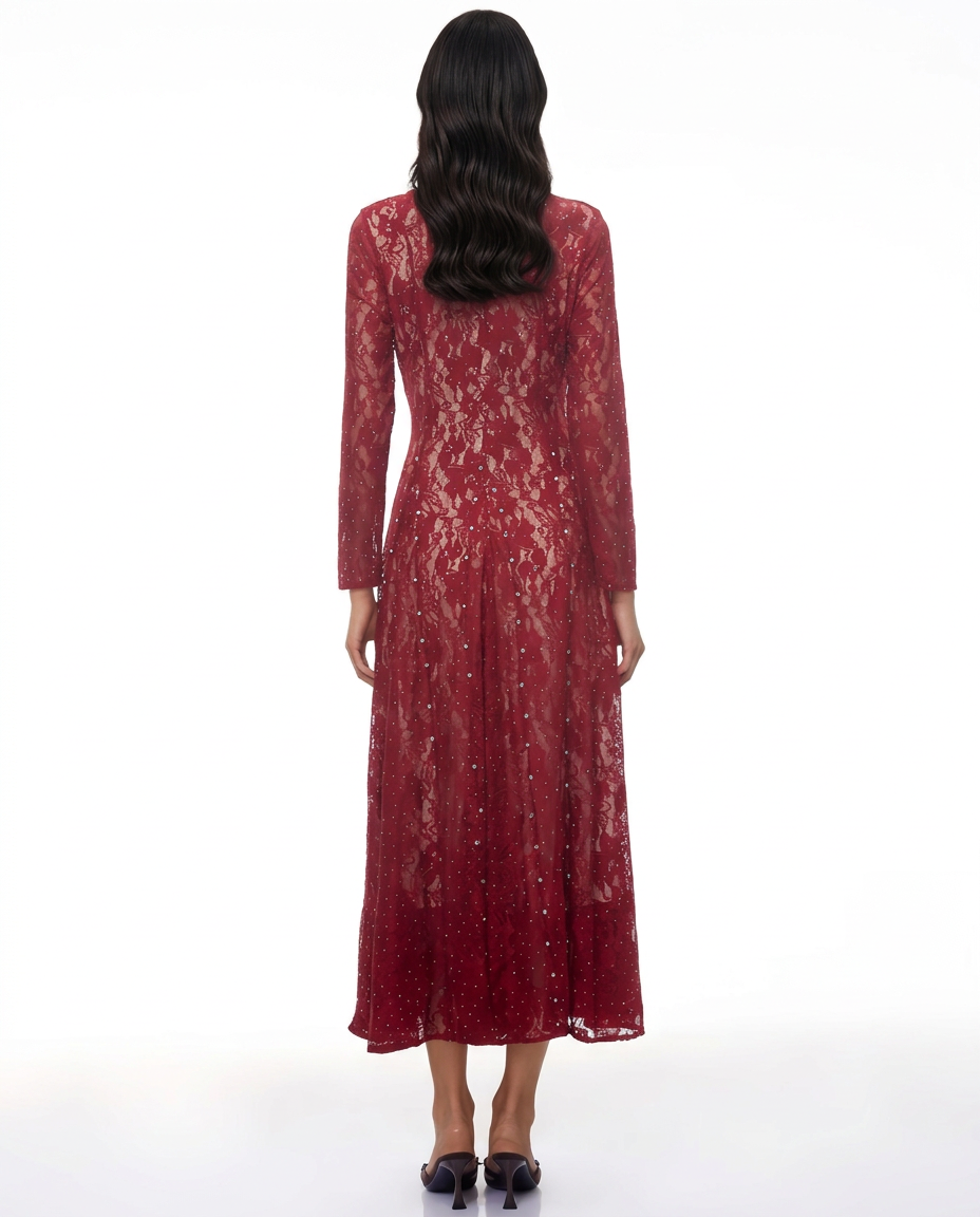 Olivia | Floral Lace Long Sleeve Maxi Dress