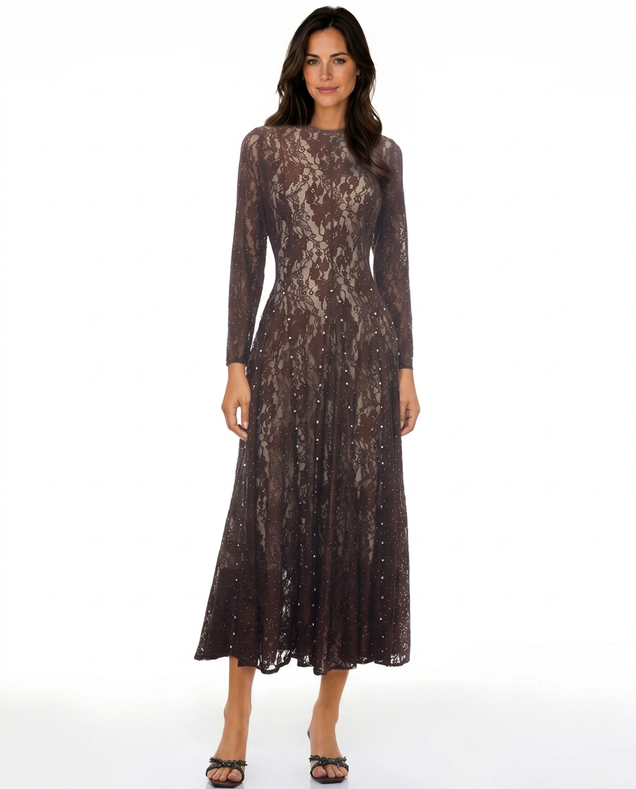 Olivia | Floral Lace Long Sleeve Maxi Dress