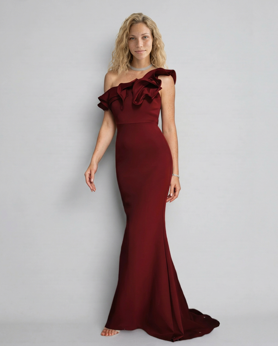Lindsey | One Shoulder Ruffle Mermaid Maxi Dress