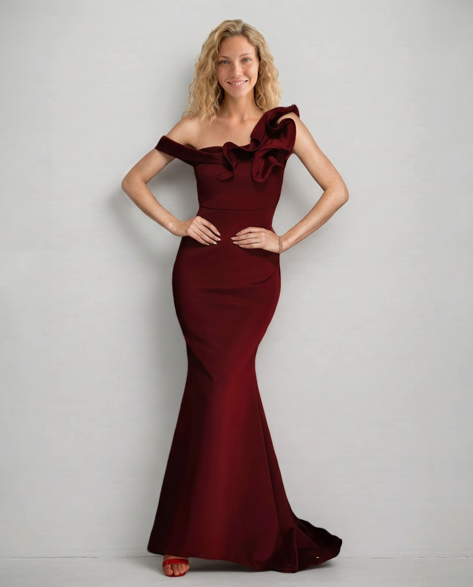 Lindsey | One Shoulder Ruffle Mermaid Maxi Dress