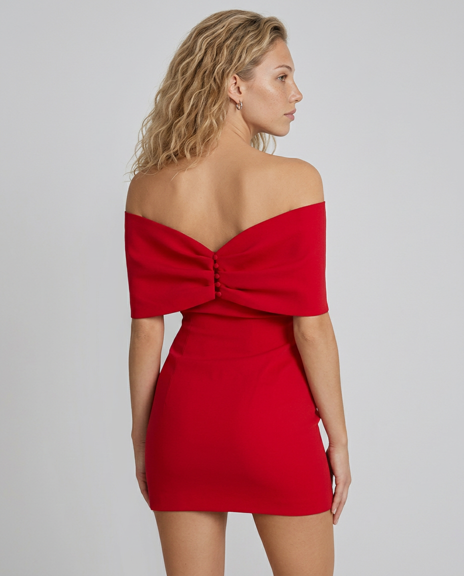 Angela | Off-Shoulder Bow Detail Mini Dress