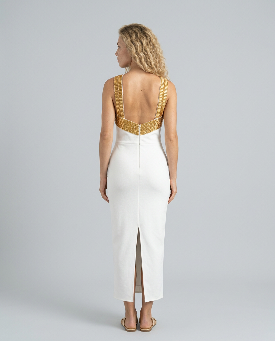 Nikki | Rhinestone Halter Neck Bodycon Midi Dress