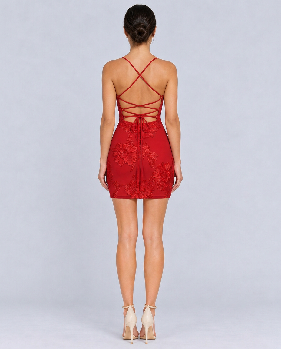 Maris | Floral Sequin Embroidered Corset Mini Dress